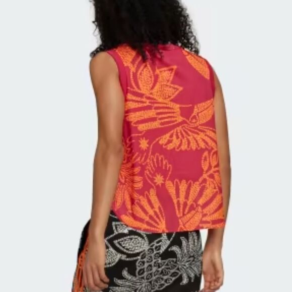 NWOT FARM Rio x Adidas Pink Orange Tropical Toucan Sleeveless Tank Top Size XS - Picture 5 of 6